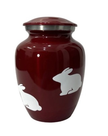 Burgundy Metal Rabbit Pet Cremation Urn